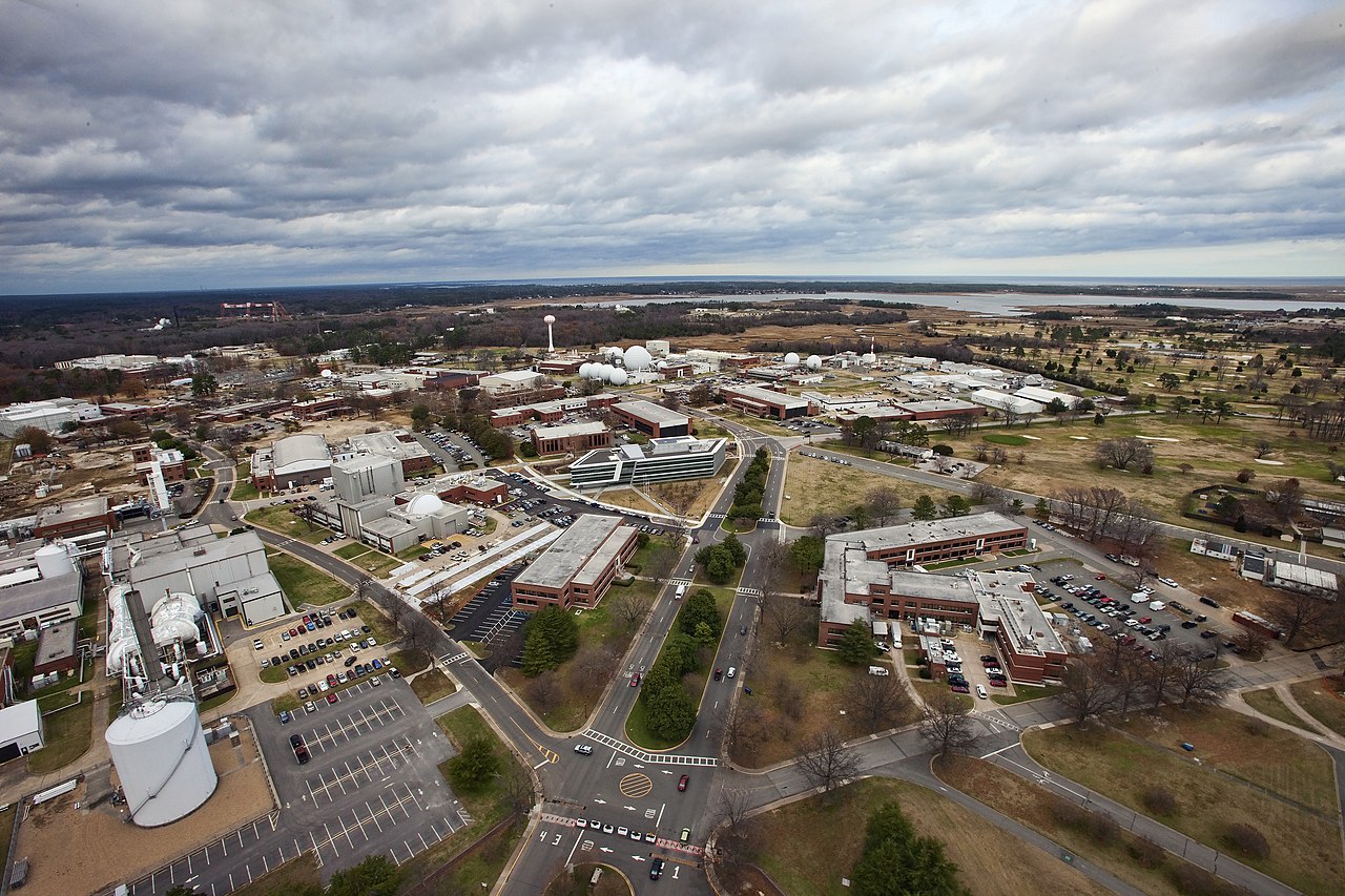 Aerial view of a large complex of buildings